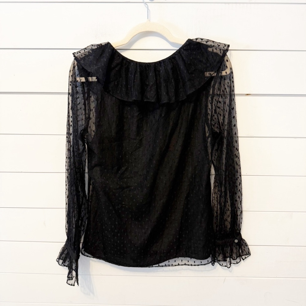 J.Crew | Ruffleneck Sheer Top in Clip Dot balloon sleeves vneck Size small - Picture 4 of 10